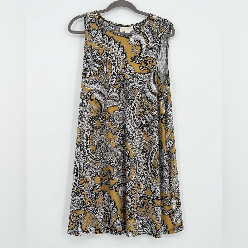 Cynthia Rowley Gold and Black Paisley Dress